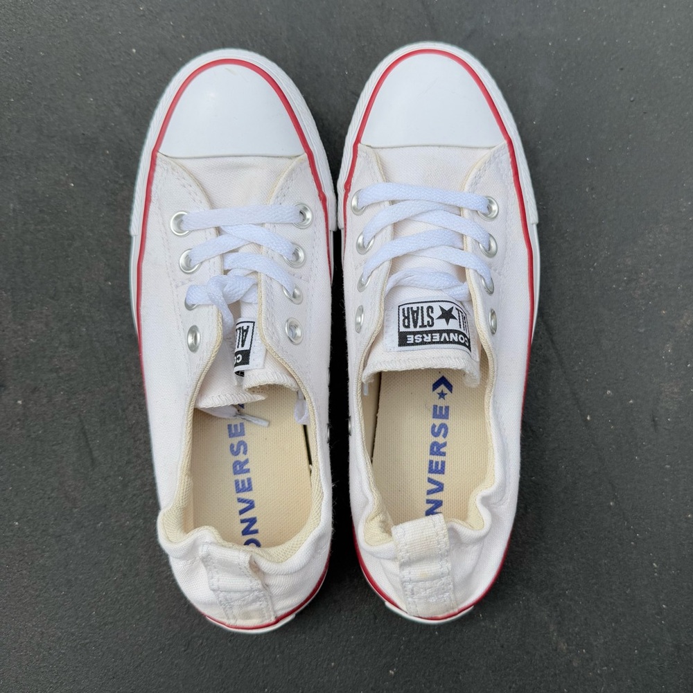 Converse Classic Beige with Red and Blue Trim Sneakers